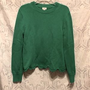 Scallop Bright Grass Green J. Crew Sweater